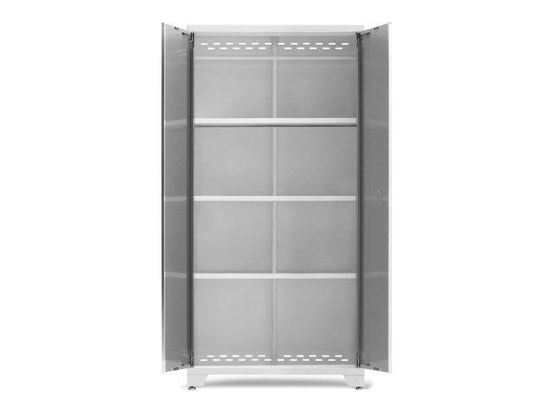 NewAge Bold Series Lockable 24-Gauge Steel RTA Storage Locker with 3 Shelves, Platinum/White, 36-in Z8