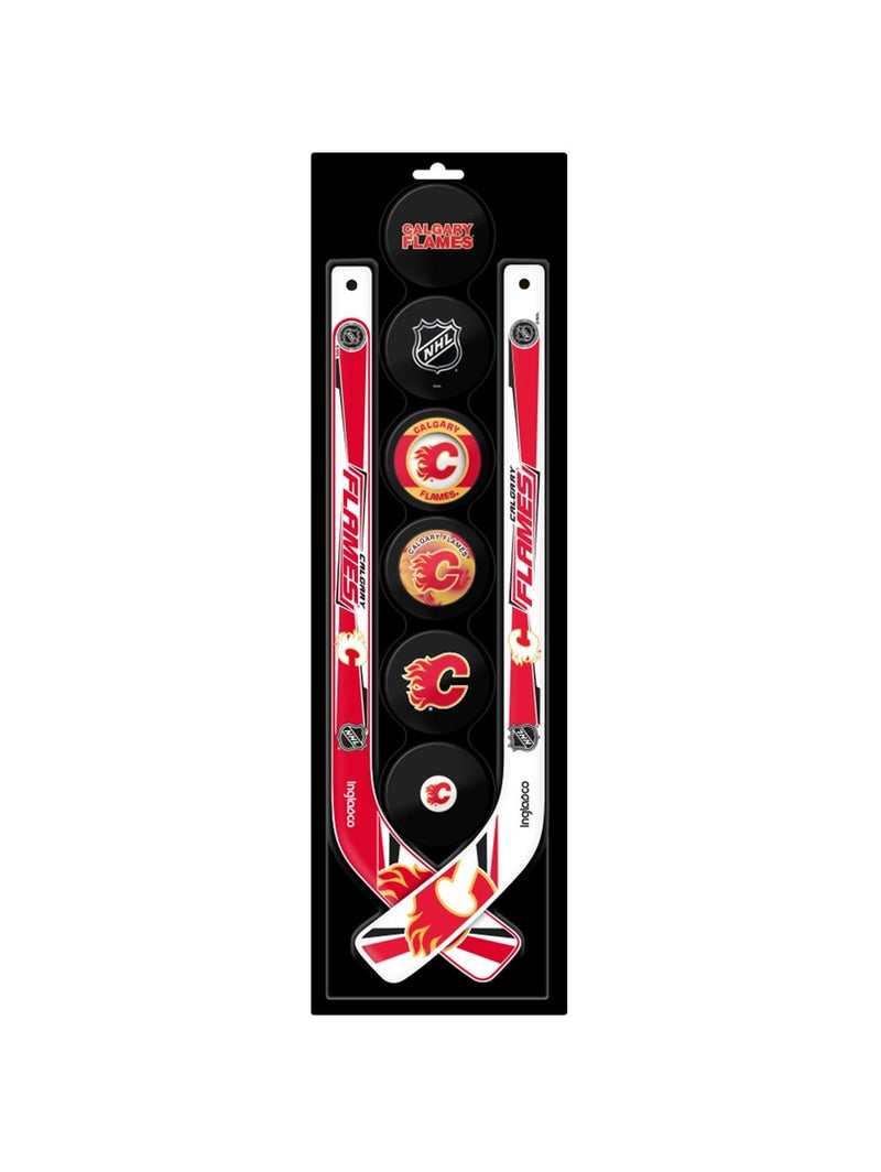 NHL Calgary Flames Mini Hockey Pucks & Sticks Set, 8-pcs A5