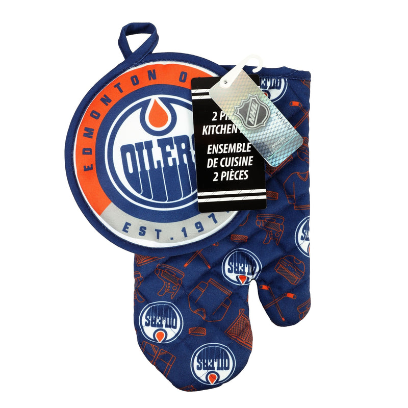 NHL Edmonton Oilers Kitchen Oven Mitt Pot Holder Set, 2-pc D8