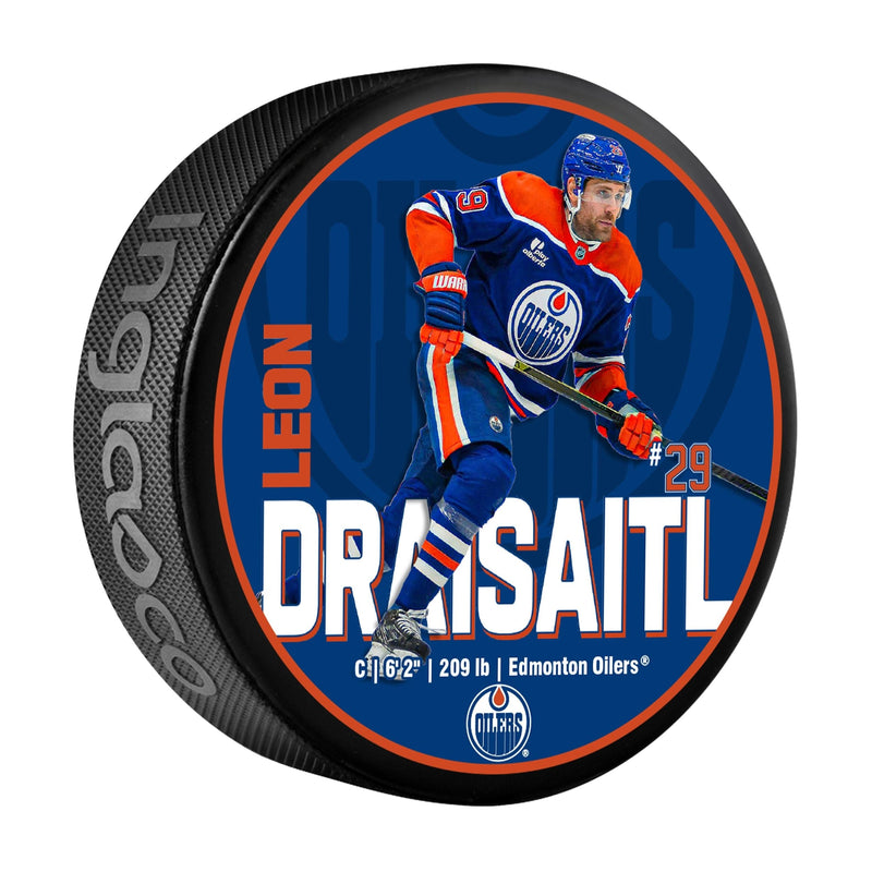 NHL Edmonton Oilers Leon Draisaitl Hockey Puck, 6-oz H6