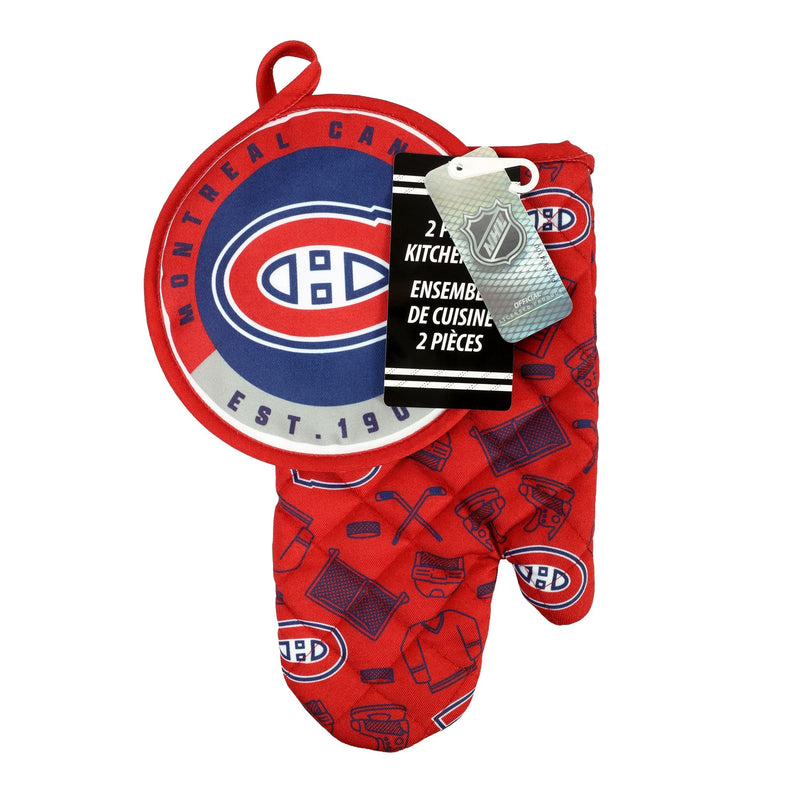 NHL Montreal Canadiens Kitchen Oven Mitt Pot Holder Set, 2-pc R9