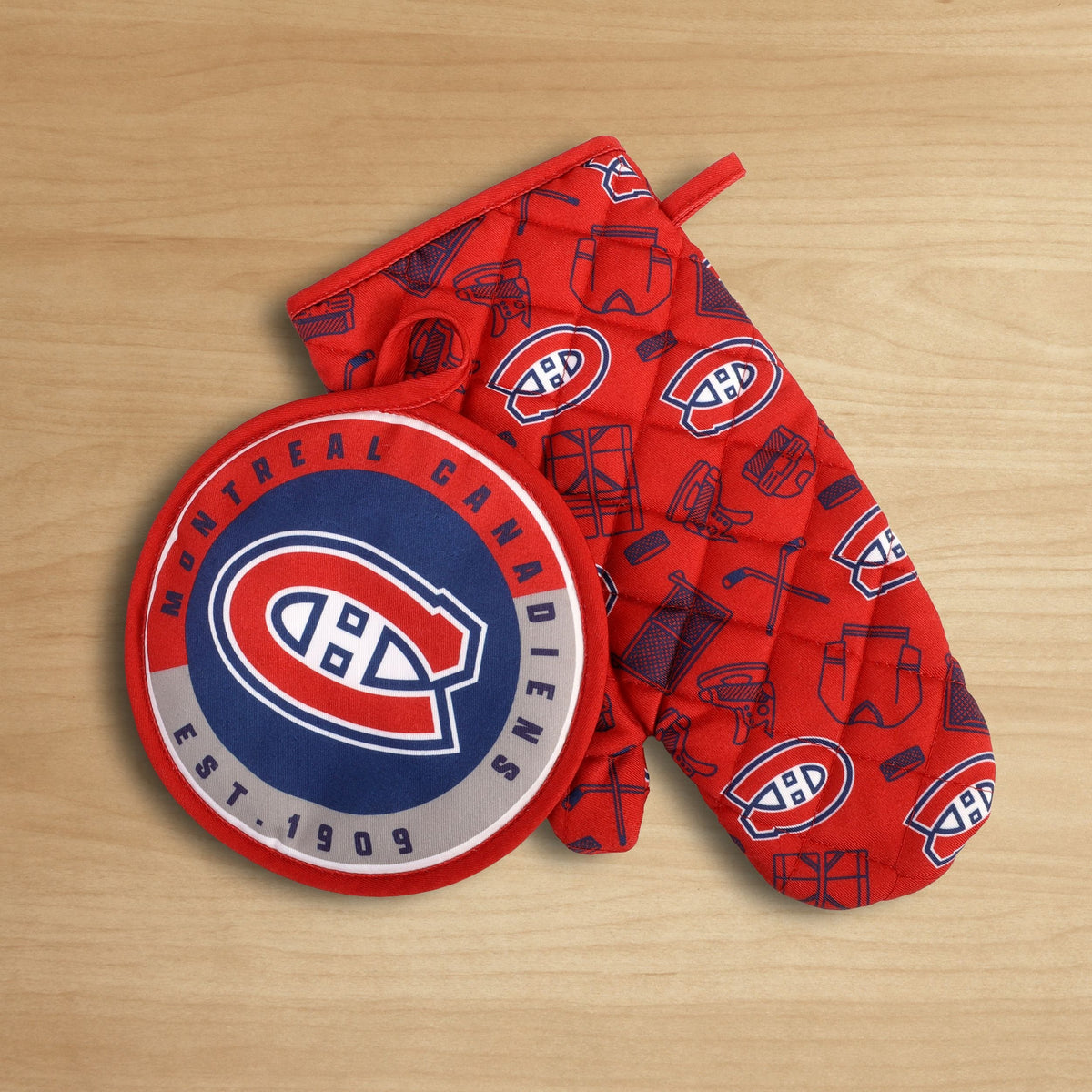 NHL Montreal Canadiens Kitchen Oven Mitt Pot Holder Set, 2-pc