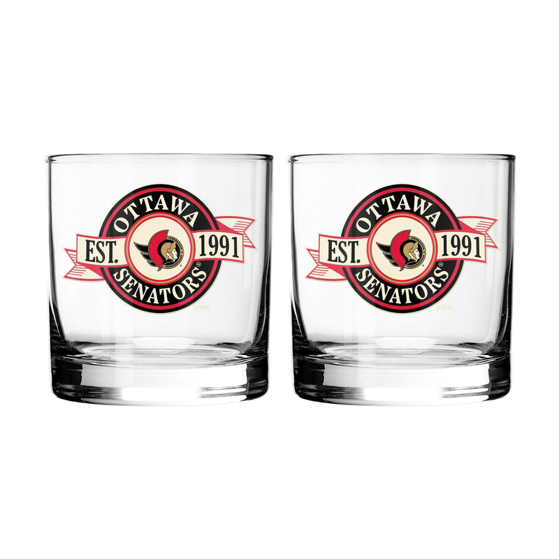 NHL Ottawa Senators Hockey Rocks Glass, 2-pk H8