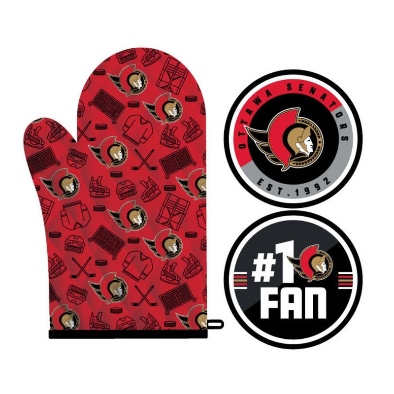 NHL Ottawa Senators Kitchen Oven Mitt Pot Holder Set, 2-pc F1