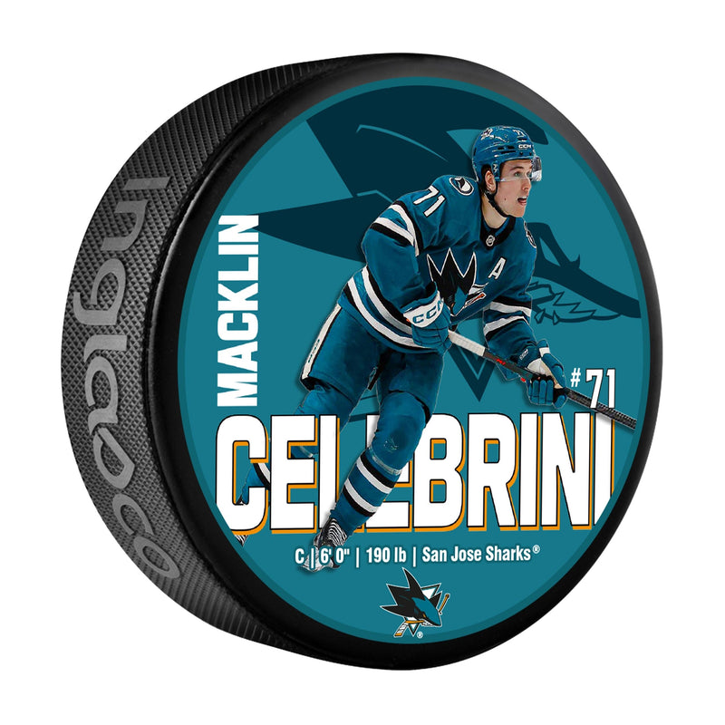 NHL San Jose Sharks Macklin Celebrini Hockey Puck, 6-oz F0