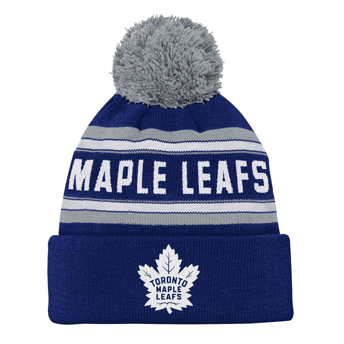 NHL Toronto Maple Leafs Jacquard Cuffed Knit Pom Toque, Youth