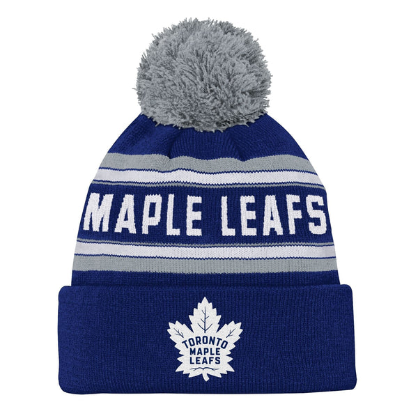 NHL Toronto Maple Leafs Jacquard Cuffed Knit Pom Toque, Youth F1
