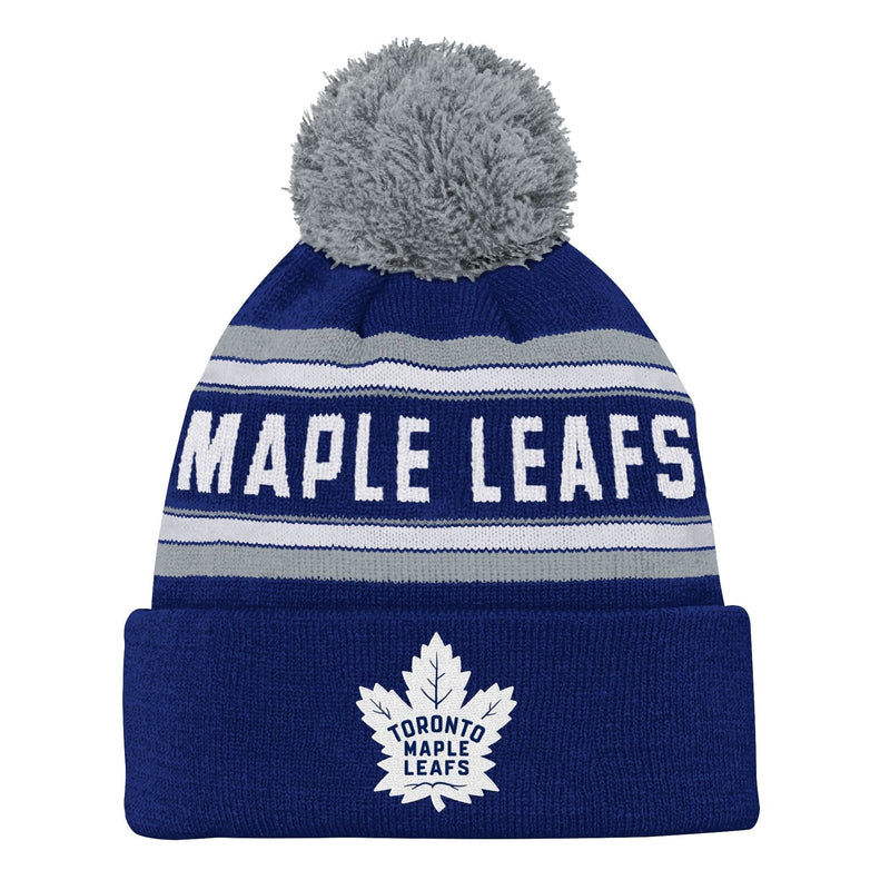 NHL Toronto Maple Leafs Jacquard Cuffed Knit Pom Toque, Youth F1