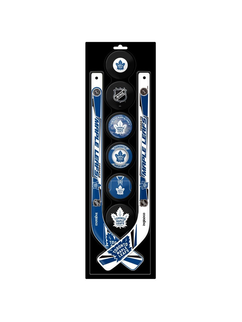 NHL Toronto Maple Leafs Mini Hockey Pucks & Sticks Set, 8-pcs R5