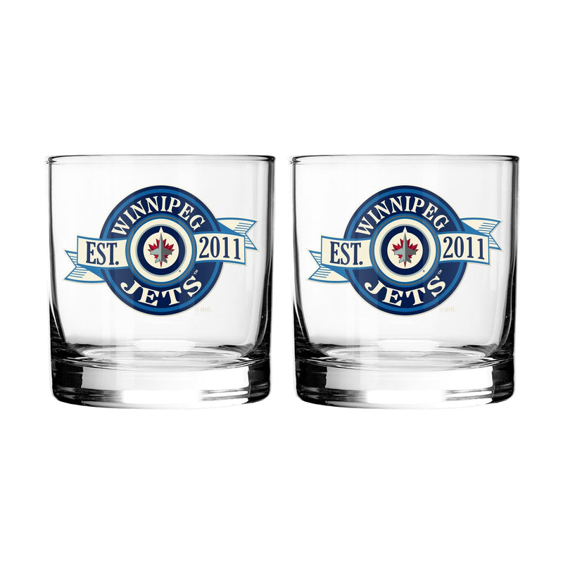 NHL Winnipeg Jets Hockey Rocks Glass, 2-pk Y9