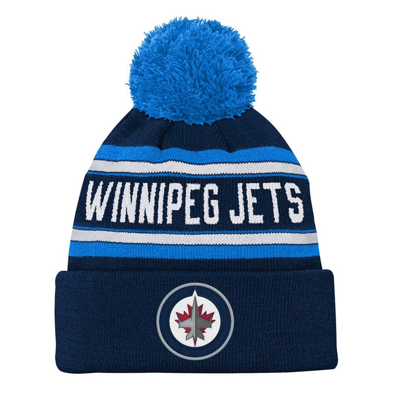 NHL Winnipeg Jets Jacquard Cuffed Knit Pom Toque, Youth Q5