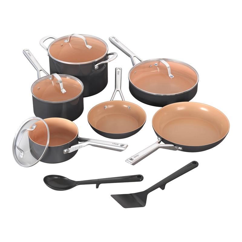 Ninja Extended Life Essential Ceramic Cookware Set, 12-pc, Dark Grey Y8