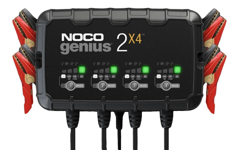 NOCO GENIUS2X4 Smart Battery Charger/Maintainer/Desulfator, 4-Bank, 8-Amp, 6V/12V E6