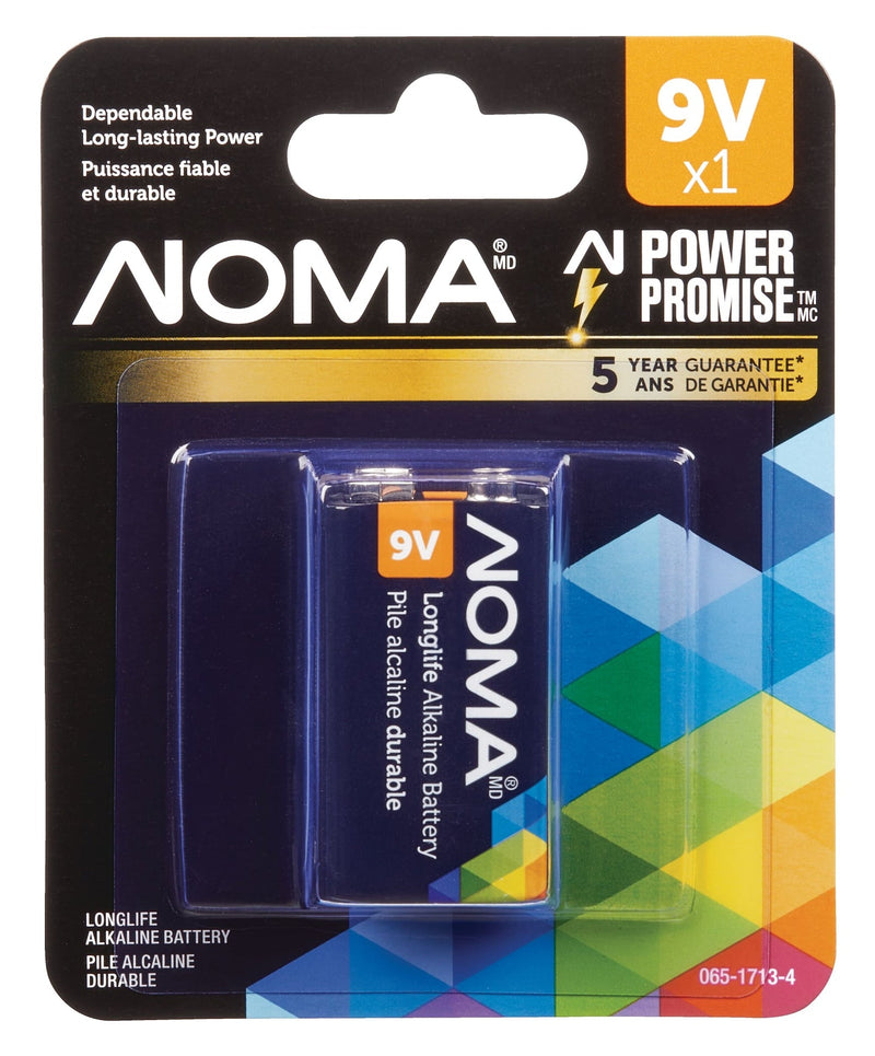 NOMA 1-pk 9V / 9 Volt Alkaline Battery, Long Lasting, All Purpose N8
