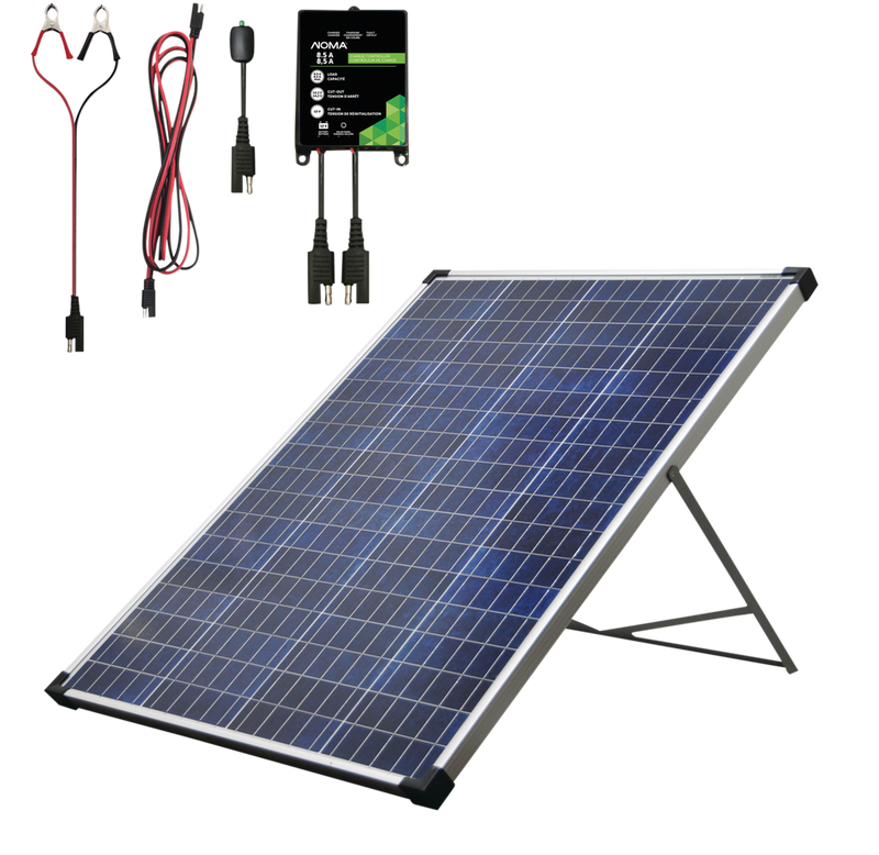 NOMA 100 Watt, 12V Crystalline Solar Panel Kit with Stand and Charge Controller C5