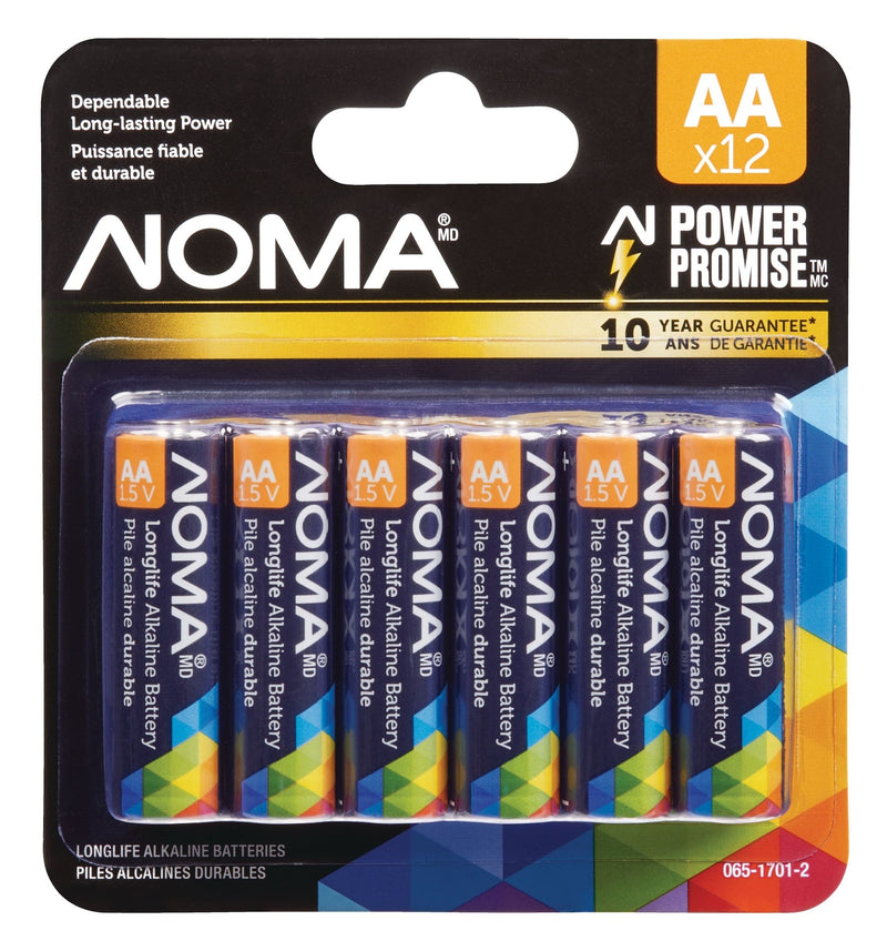 NOMA 12-pk AA Alkaline Batteries, Long Lasting, All Purpose L7
