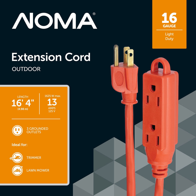 NOMA 16-ft 5-in 16/3 Outdoor Extension Cord with 3 Grounded Outlets Y6