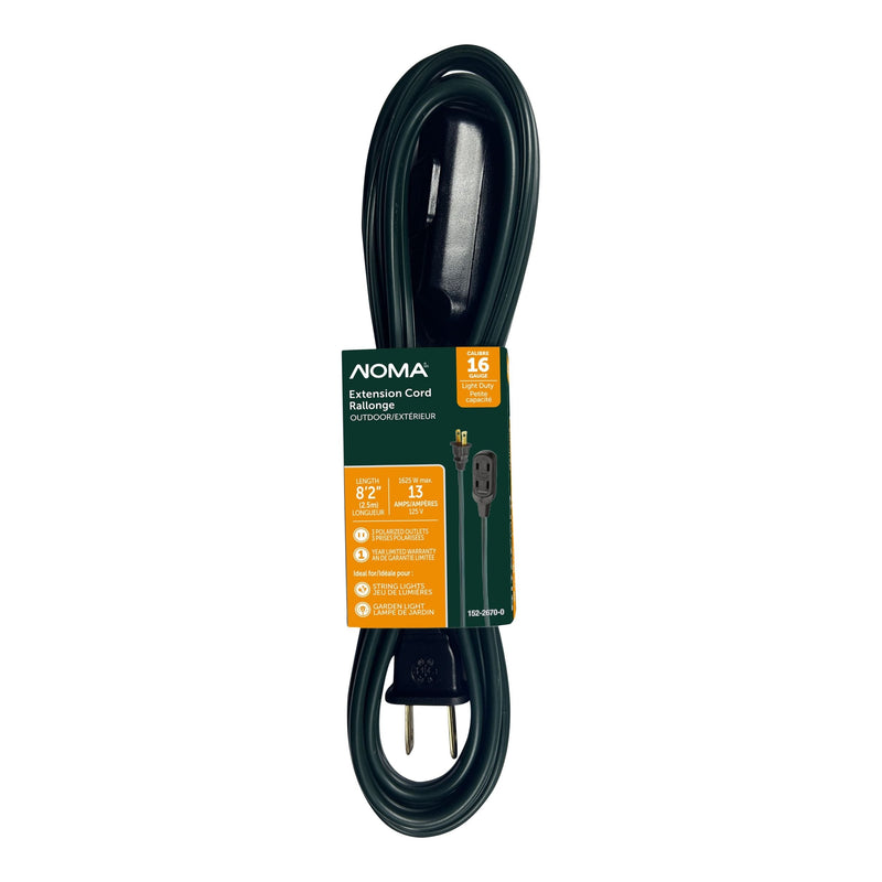 NOMA 2.5-m 13A 3-Outlet Light-Duty 16-Gauge Green Outdoor Extension Cord G3