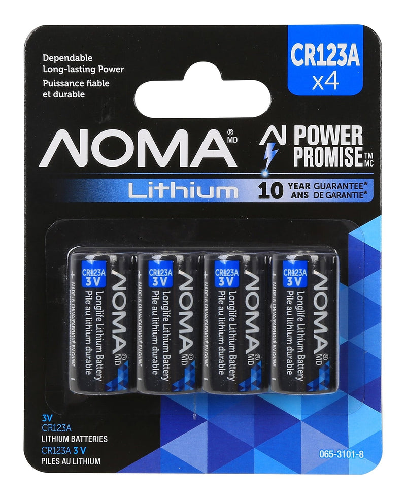 NOMA 4-pk CR123 3V / 3 Volt Lithium Photo Batteries, Long Lasting T9