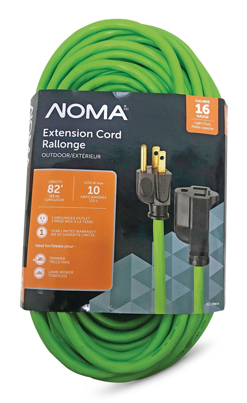 NOMA 82-ft 16/3 Outdoor Extension Cord with Grounded Outlet, Lime Green P3