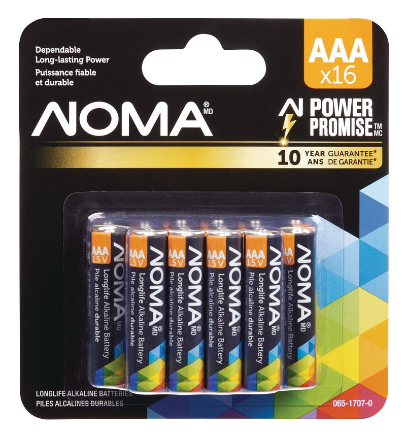 NOMA AAA Alkaline Batteries, Long Lasting, All Purpose, 16-pk E1