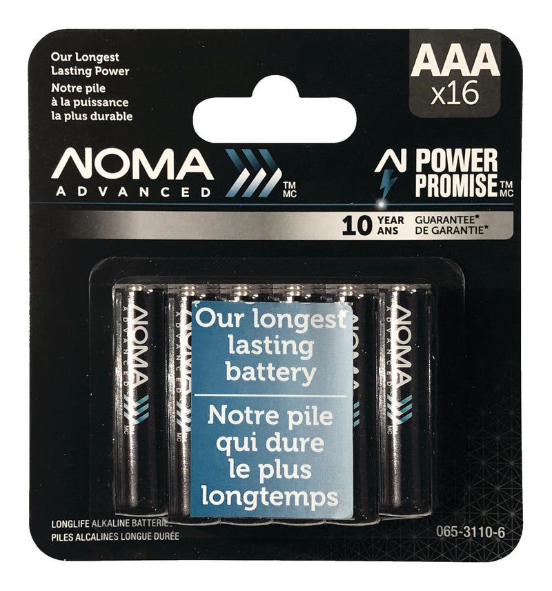 NOMA Advanced 16-pk AAA Alkaline Batteries, Long Lasting, All Purpose O6
