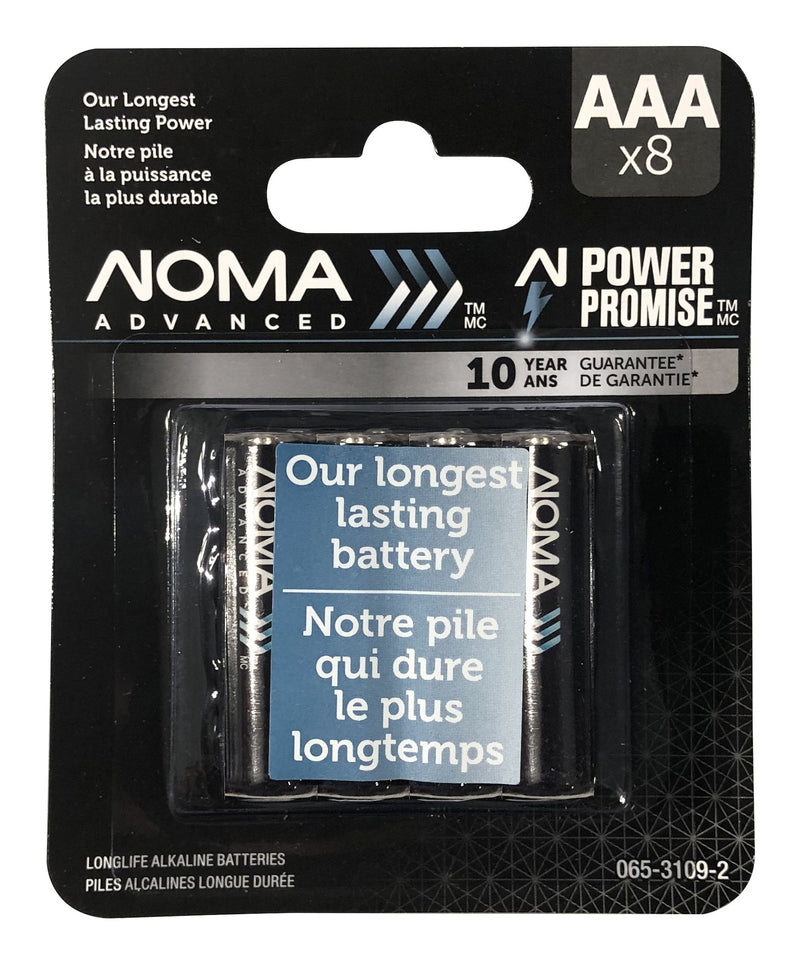 NOMA Advanced 8-pk AAA Alkaline Batteries, Long Lasting, All Purpose W6
