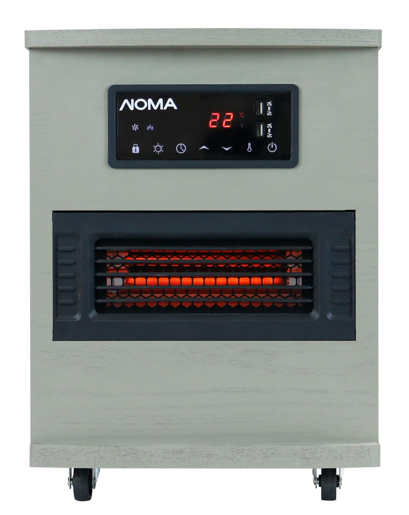 NOMA Ashwood Infrared Wood Cabinet Heater with Remote Control and Thermostat, Grey B0