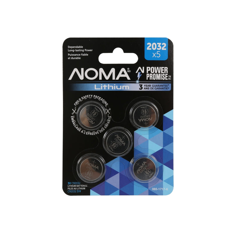 NOMA CR2032 3V / 3 Volt Lithium Coin Cell Batteries, Long Lasting, 5-pk I5
