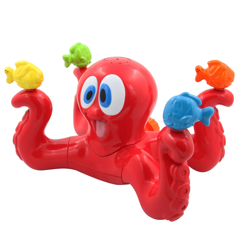 Octopus Spinning Sea Splash Water Sprinkler, Red, 5.5-in, Ages 3+, for Beach/Pool Fun Activities Y4
