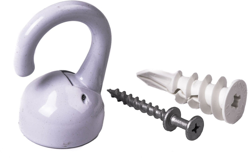 OOK Elephant Ceiling Hook, 360 Swivels, Tool-Free, 100-lb Capacity, White R3