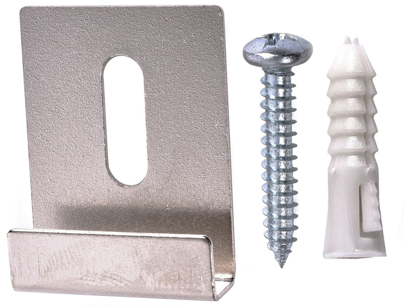 OOK Wide-Channel Mirror Clip, For Frameless Mirrors, Steel Construction, 20-lb Capacity, Silver, 4-pk J9