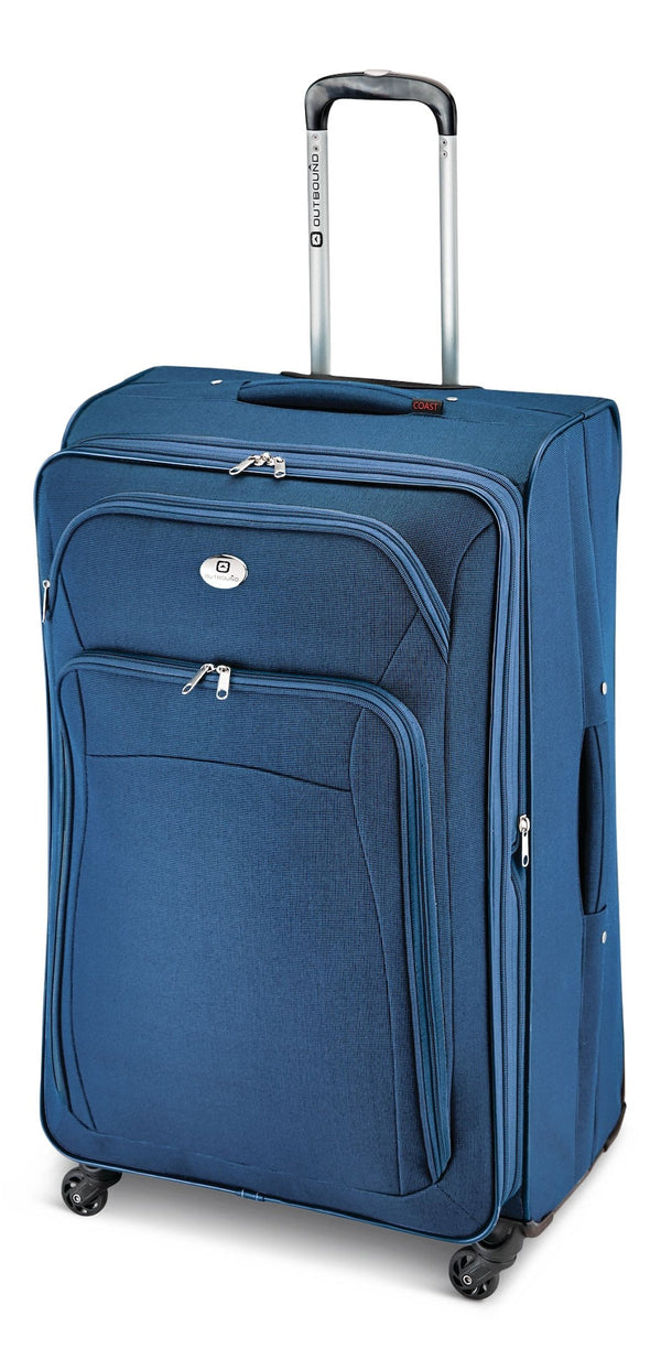 Outbound Coast Expandable Softside Spinner Wheel Travel 28-in Suitcase, Wet Pocket, Blue U4
