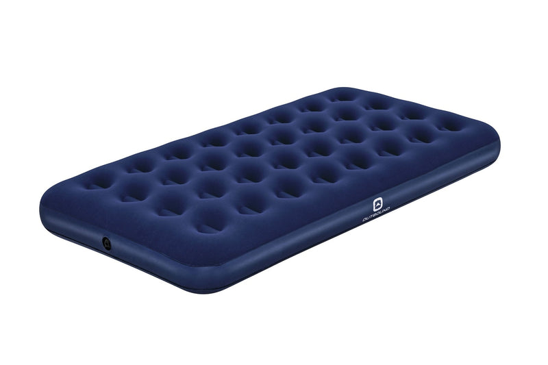 Outbound Flocked Top Twin Single-High Inflatable Air Mattress/Airbed with Repair Kit, Blue S6