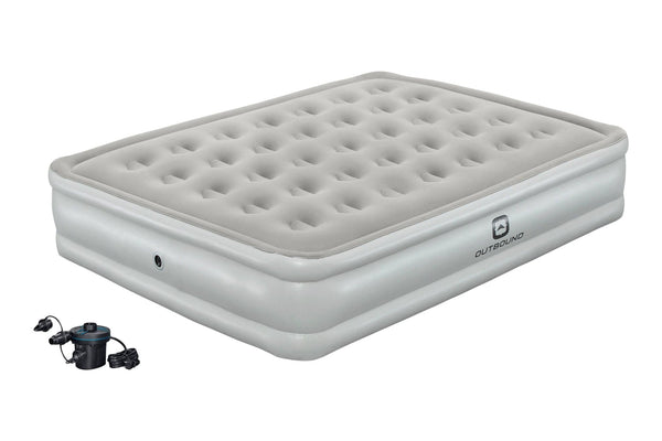 Outbound Queen Flocked Double-High Inflatable Air Mattress/Airbed with 110V Pump & Carry Bag M6