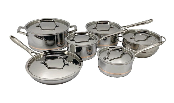 PADERNO 5-Ply Copper Core Stainless Steel Cookware Set, Oven Safe, 12-pc D5
