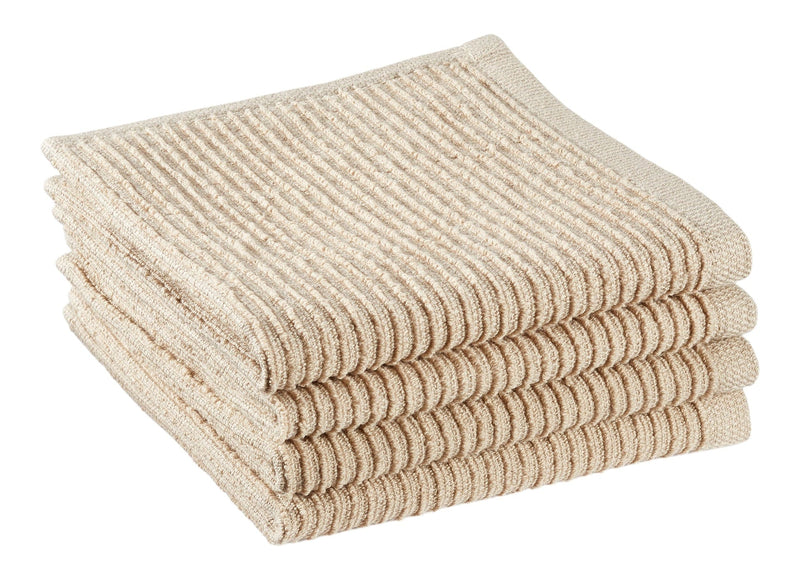 PADERNO All-Purpose Ribbed Cotton Terry Square Dish Cloths, Beige, 4-pk E1