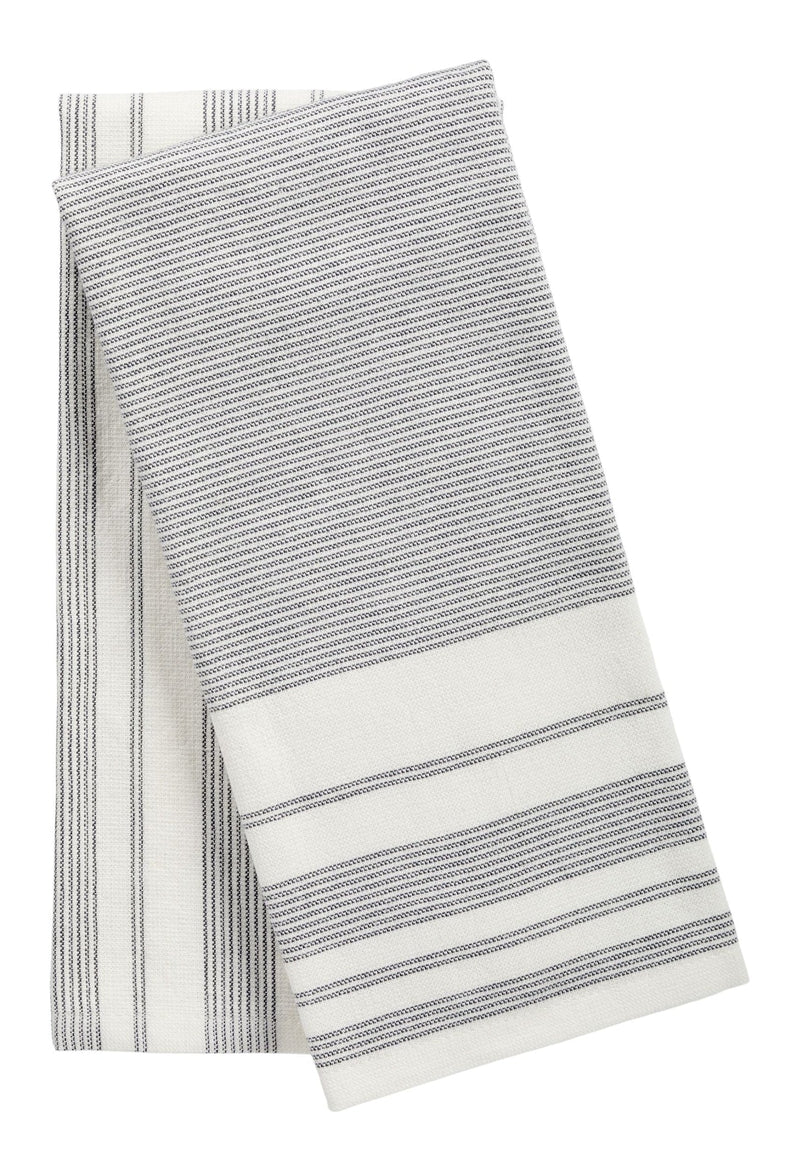 PADERNO All-Purpose Striped Cotton Terry Kitchen Towels, Grey, 2-pk F0