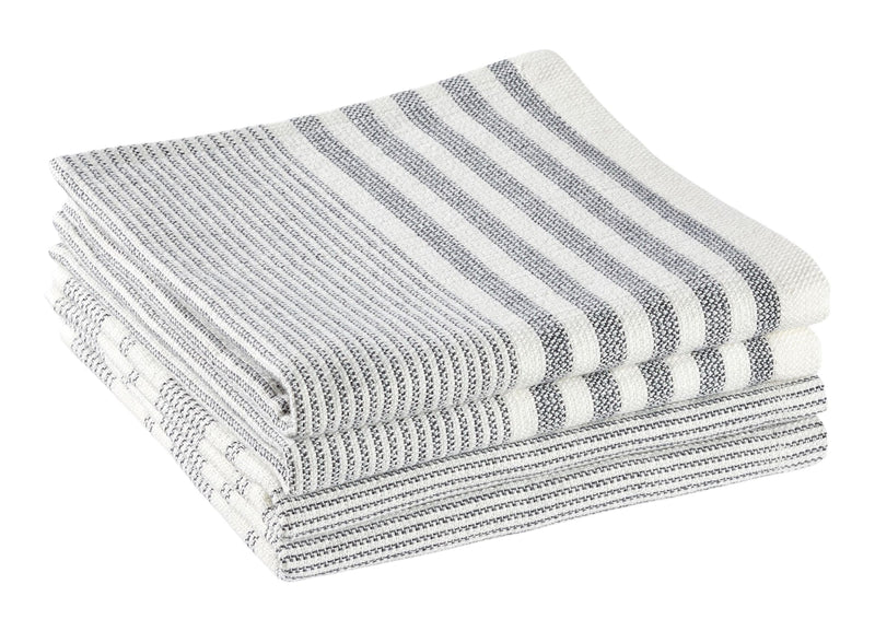 PADERNO All-Purpose Striped Cotton Terry Square Dish Cloths, Grey, 4-pk W1