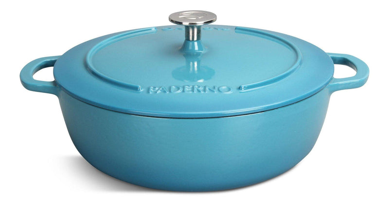 PADERNO Braiser, Durable Cast Iron, Oven Safe, Atlantic Blue, 5-qt H1
