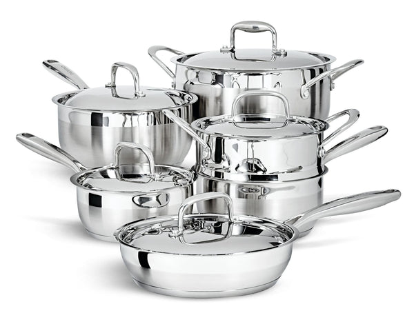 PADERNO Canadian Classic Stainless Steel Cookware Set, Dishwasher & Oven Safe, 11-pc A1