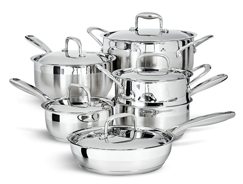 PADERNO Canadian Classic Stainless Steel Cookware Set, Dishwasher & Oven Safe, 11-pc A1