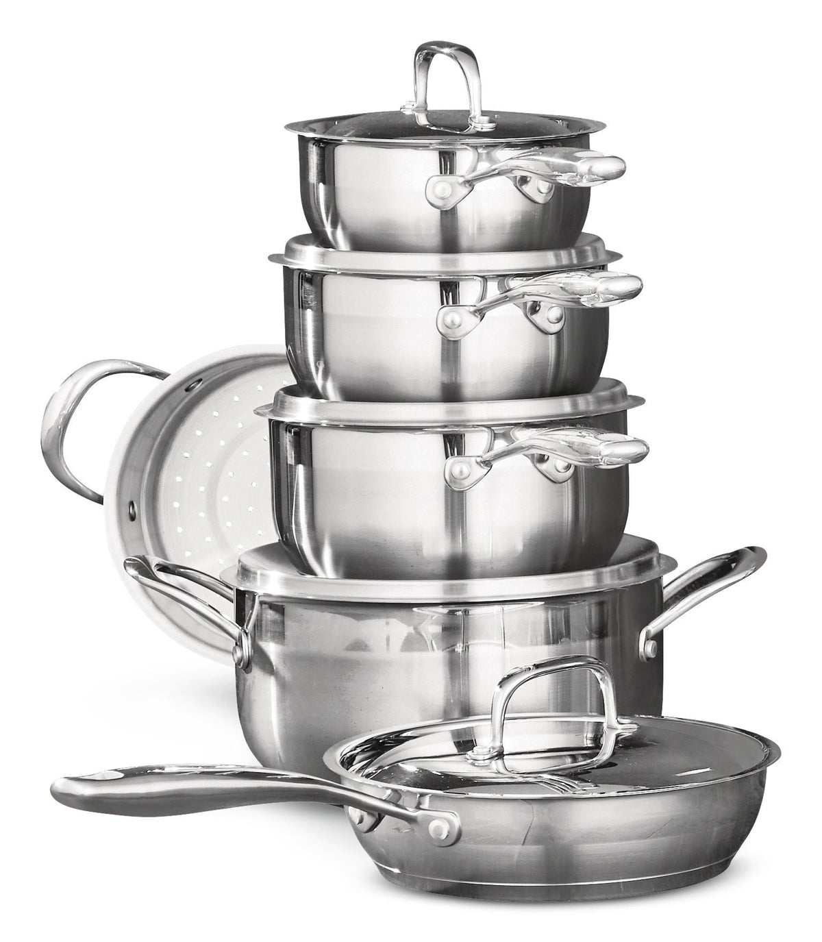 PADERNO Canadian Classic Stainless Steel Cookware Set, Dishwasher & Oven Safe, 11-pc