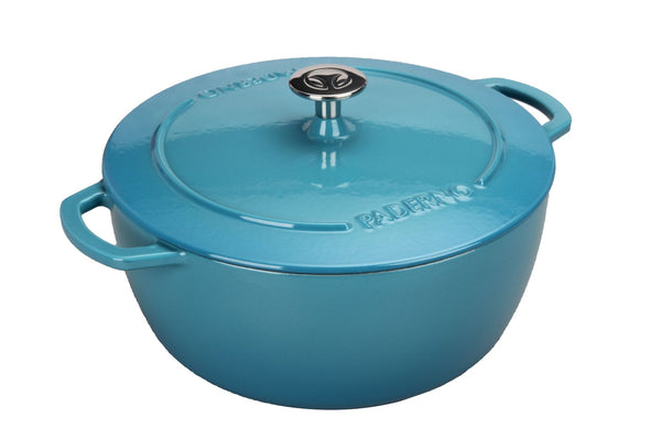 PADERNO Cast Iron Dutch Oven, Atlantic Blue, 6.6-L L5