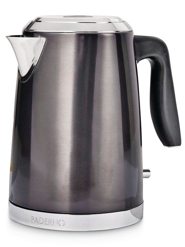 PADERNO Cordless Electric Kettle with Auto Shut Off, Black Stainless Steel, 1.7L R4