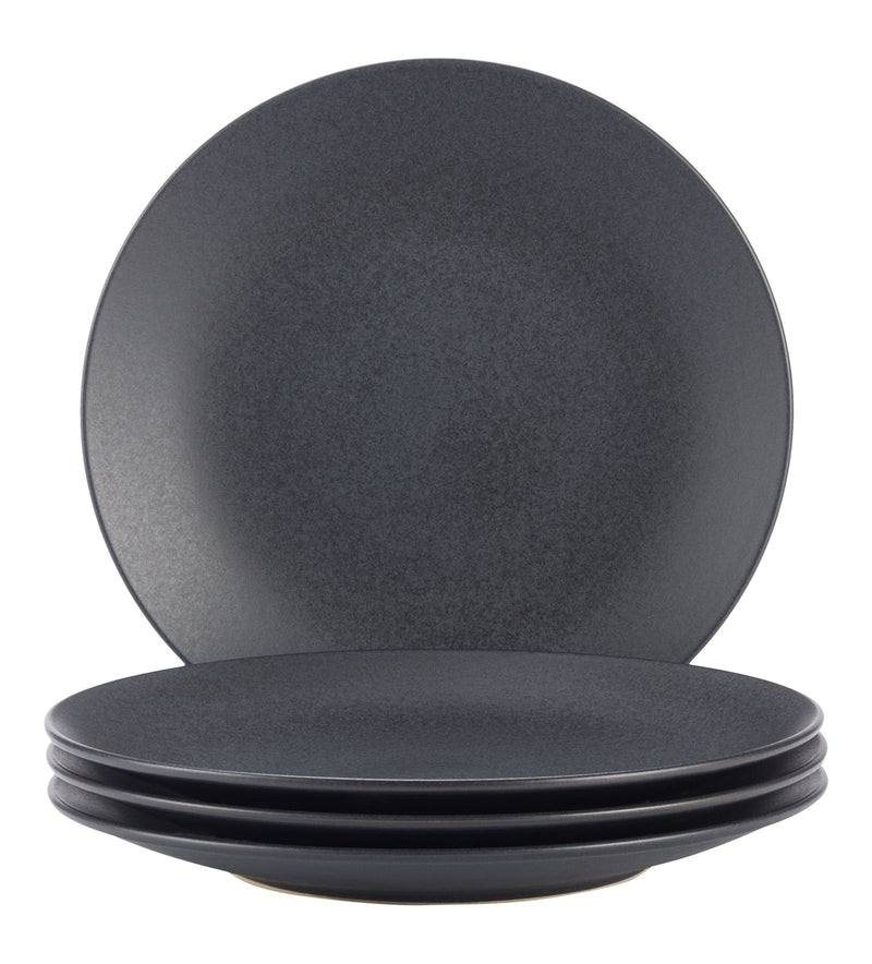 Paderno Dorset Stoneware Dinner Plate Set, Black Reactive, 4-pk, Oven Safe J9