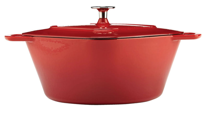PADERNO Dutch Oven, Durable Cast Iron, Oven Safe, Red, 6.5qt P0