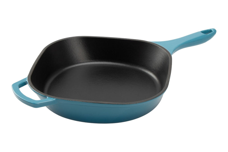 PADERNO Enameled Cast Iron Frying Pan, Turquoise Blue, 10-in W4