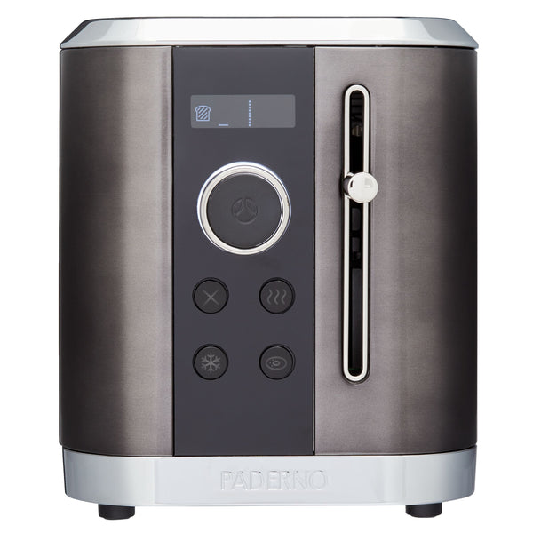 PADERNO Even Heat Wide Slots Toaster with 9 Settings, Black Stainless Steel, 2-Slices E2