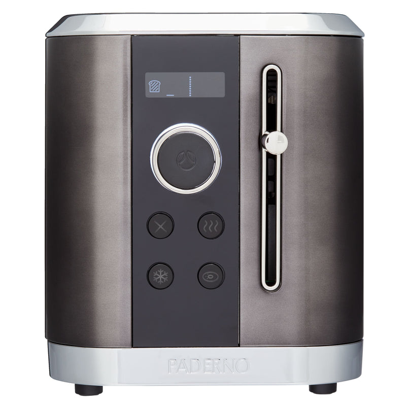 PADERNO Even Heat Wide Slots Toaster with 9 Settings, Black Stainless Steel, 2-Slices E2